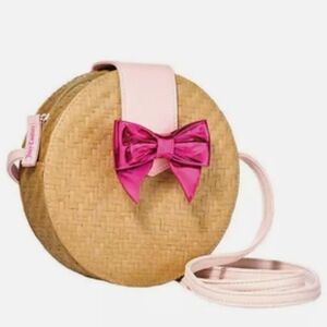 Juicy Couture Pink Bow Woven Round Bag